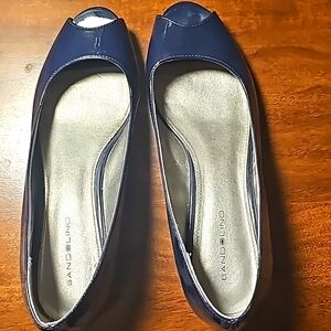 Navy Open Toe Flats